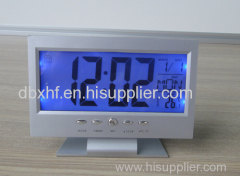 VOICE & TOUCH CONTROL BACKLIGHT LCD CLOCK