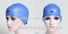 Womens Blue Silicone Swim Caps Custom Swimming Caps For Dreadlocks