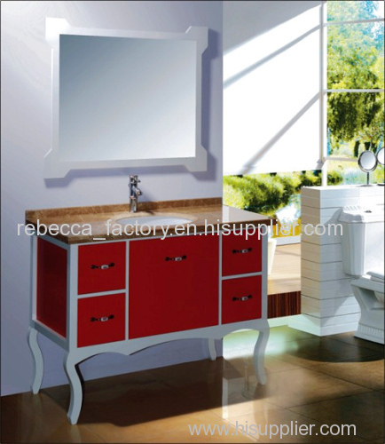 120CM solid wood bathroom cabinet floor stand archaistic cabinet vanity for sale