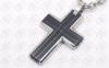 Fashion Stainless Steel Cross Pendant With Silver and Black Two Tones