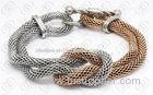 Silver and Rose Gold Stainless Steel Bracelets , PVD IP Snake Chain Bracelet TUV