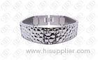 Matte Silver Stainless Steel Bracelets With Crocodile / Alligator Skin Pattern Design