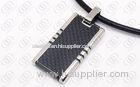 Stainless Steel Carbon Fiber Jewelry Square Fashion Pendant With Black Carbon Accent