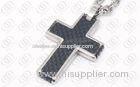 Carbon Fiber Cross Pendant Black 316L Stainless Steel Jewelry