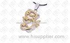 18K Gold Pendant Baby Panda Design Clear CZ , stainless steel necklace