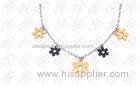 Plum Blossom silver long chain necklaces With Gold and Black