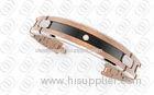 CP Surgical Rose Gold Titanium Jewelry Black Mens Bracelet Clear Swarovski