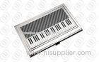 Black Carbon Fiber Stainless Steel Business Card Holder With Piano Keyboard