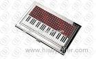 Red Carbon Fiber Stainless Steel Business Card Case Polished and Brushed Mixed