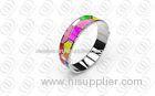 Bohemia Stainless Steel Bangle Multi Color Enamel , Womens Silver Bracelets