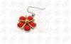 Red Oval Crystals Stainless Steel Earrings Plum Blossom Design