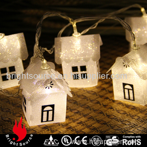 6 warm white leds PVC little house deocoration indoor string light