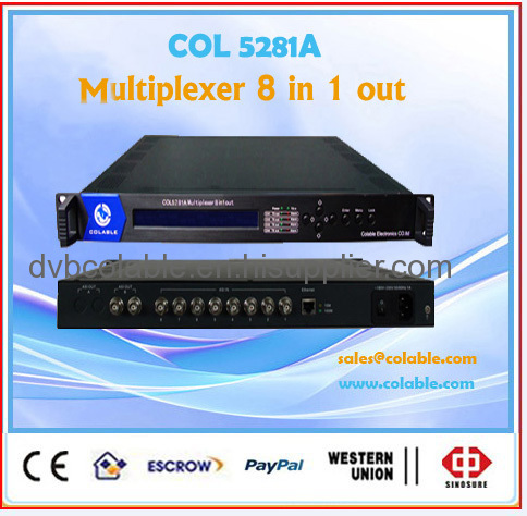 Mpeg2 TS multiplexer 8 in 1 DTV headend equipment Chengdu