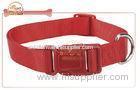Red Brightly Nylon Pet Collar for dog in black with custom buckle