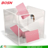 Lockable Black Acrylic Ballot Donation Box with Literature Holder