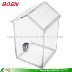 Lockable Black Acrylic Ballot Donation Box with Literature Holder