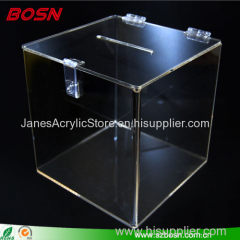 Lockable Black Acrylic Ballot Donation Box with Literature Holder