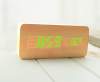 wood clock LED diaplay energy-saving sound control function time date and temperature displaying