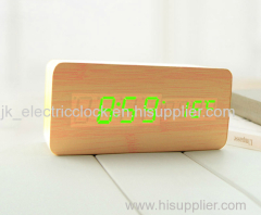 wood clock LED diaplay energy-saving sound control function time date and temperature displaying