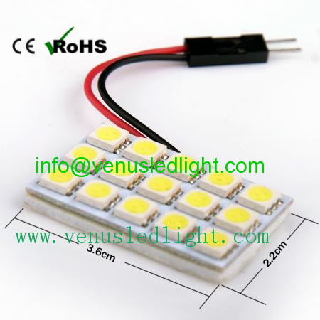 15 3-chips 5050 SMD Light Panel T10 Festoon Ba9s Dome light White Led