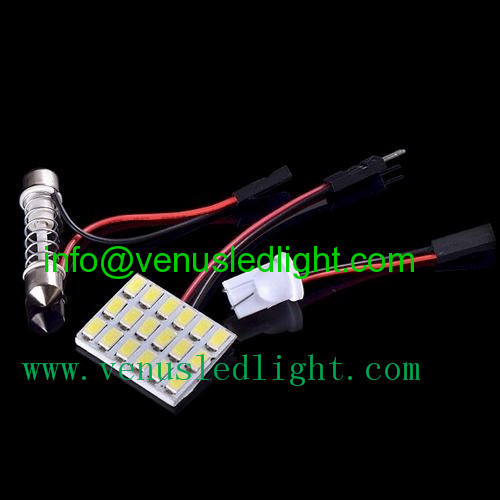 Pure White 18 SMD 5630 LED Panel Car Auto T10 BA9S Festoon Dome Interior Light Bulb Lamp DC12V 3 Adapters