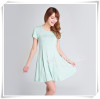 Apparel & Fashion Skirts & Dresses Summer Dress Bamboo Fiber Rayon Pleated O Neck Short Sleeves