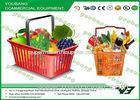 Red Color Plastic shopping baskets with handles , reusable shopping basket With CE , SGS