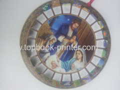 Custom round paper-clock Christian Advent Calendar with silk ribbons applied for printing online