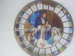 Custom round paper-clock Christian Advent Calendar with silk ribbons applied for printing online