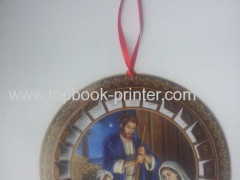 Custom round paper-clock Christian Advent Calendar with silk ribbons applied for printing online