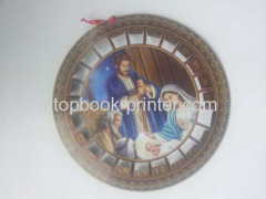 Custom round paper-clock Christian Advent Calendar with silk ribbons applied for printing online