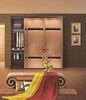 Modern Wood Screen Leather Sliding Door with Roller / Wheels / Stopper