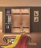 Modern Wood Screen Leather Sliding Door with Roller / Wheels / Stopper