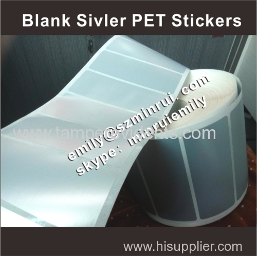Blank silver vinyl stickers in rolls