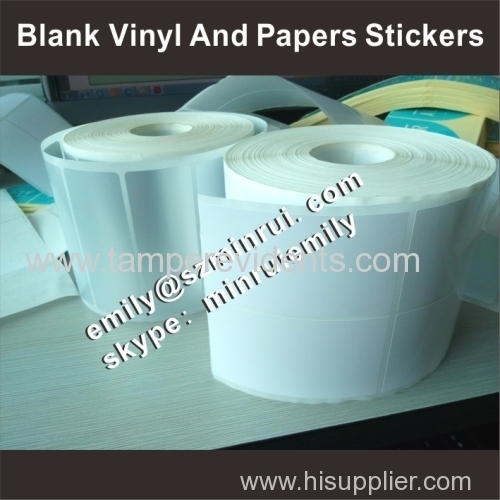 Blank paper adhesive stickers in rolls