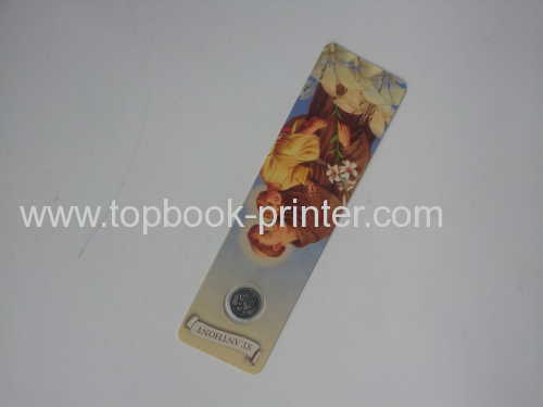 custom round-corner Catholic prayer card with metal badge