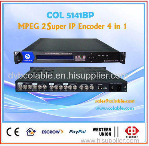 cheap mpeg2 encoder 4 in 1 AV to IP encoder digital tv and radio station equipment