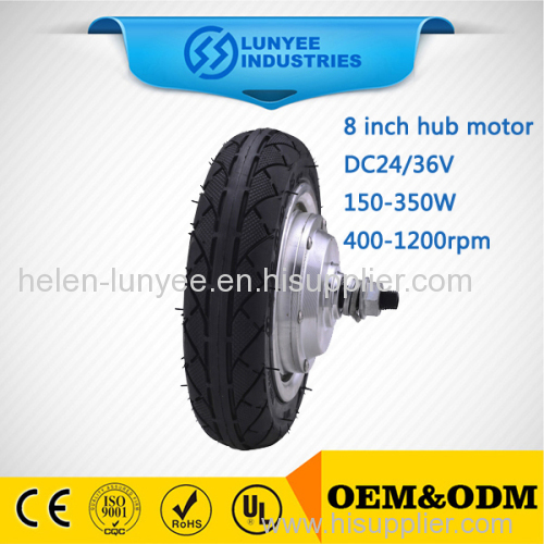 24V 350W 8 inch hub motor double shaft for electric scooter