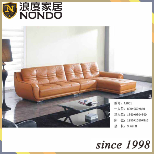 L shaped sofa designs genuine leather sofa AA031