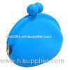Blue Eco-friednly Silicone Coin Purses Round Shape For Gifts