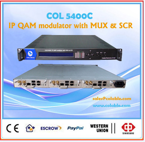 IP solution dvb-c qam 8 in 1 modulator with multiplexing scrambling