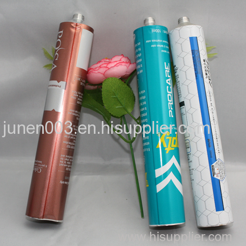 Collapsible aluminum hair color tube packaging