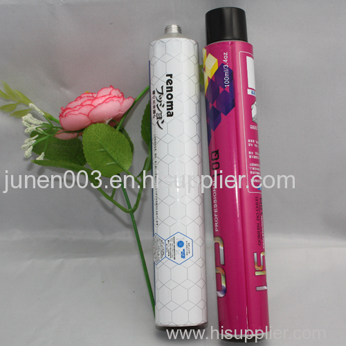 Collapsible aluminum hair color tube packaging