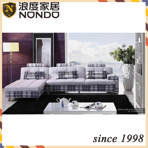 Designer furniture fabric sofa with longue
