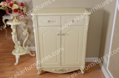 Chinese lacquer furniture antique tall shoe cabinet in white