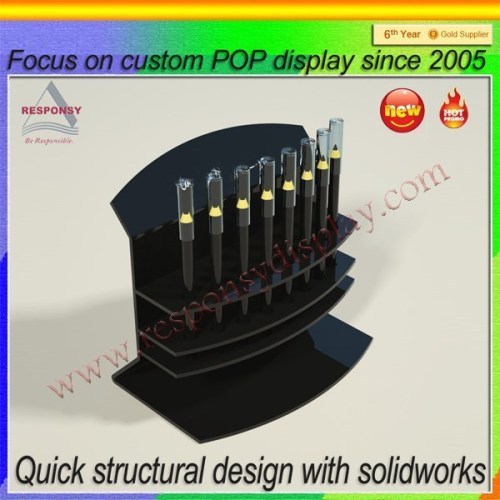 Black Acrylic Counter Shelf Eyebrow Pencil Display Stand for Makeup Stores