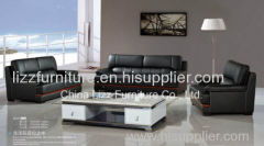 Black Leather Sofa Set