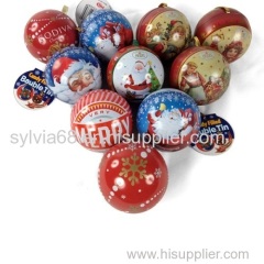 ball shape Christmas gift tin box