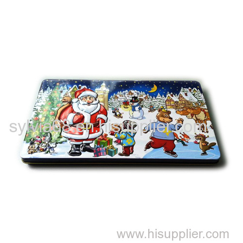 3D embossed Xmas tin box for chocolate