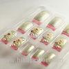 3D Flower French Tip Fake Nails / Glitter Pearl Diamond Art Nail Cover